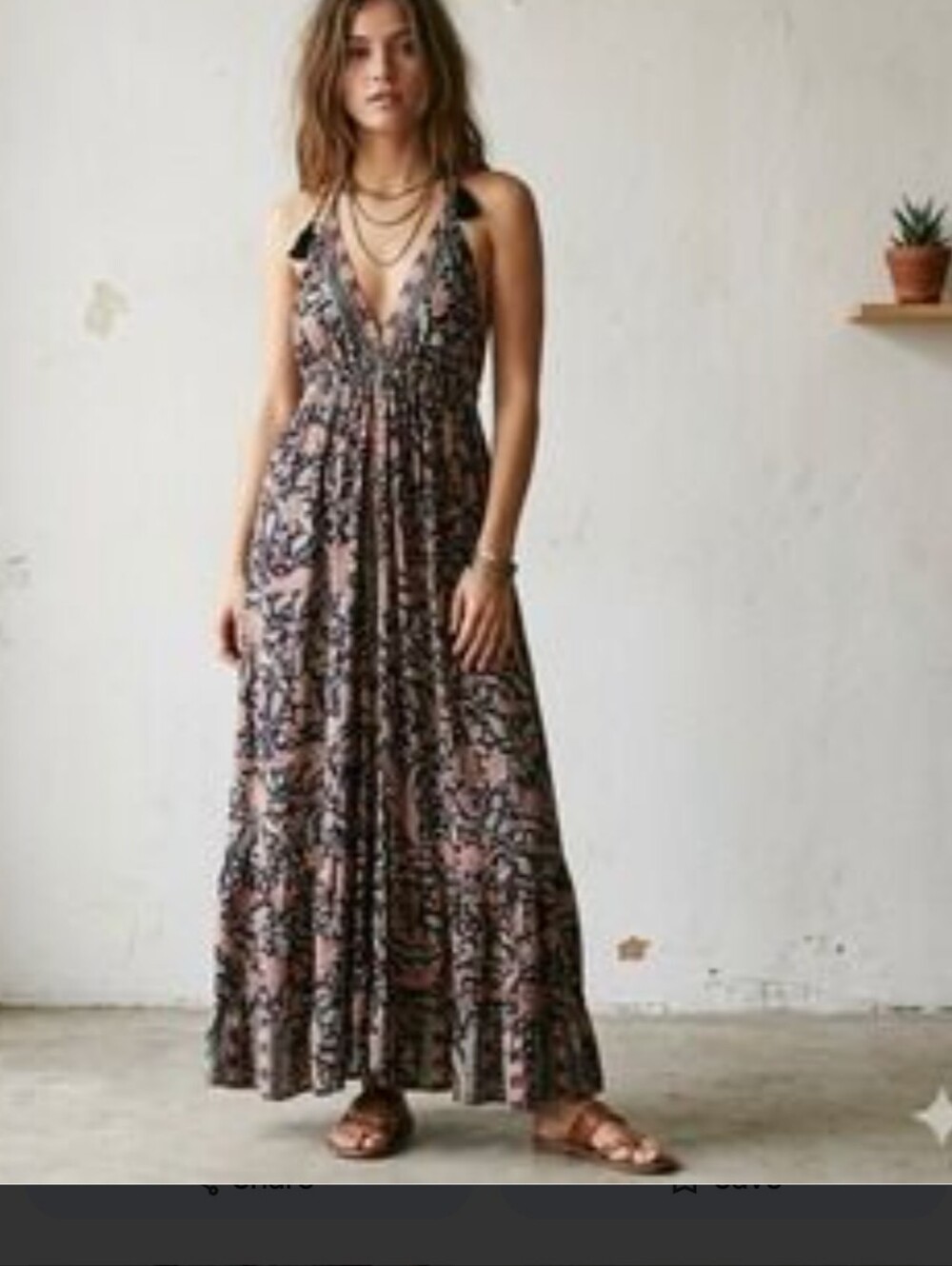Silky Boho Paisley Halter Maxi Dress in Black